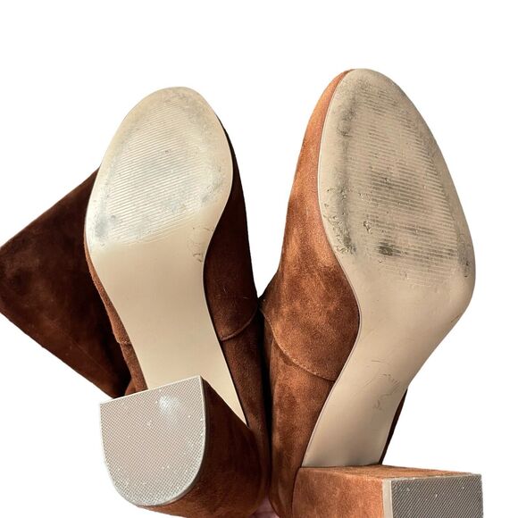 Steve Madden 10 Hindle Boots Brown Suede Block Heel Knee High Almond Toe - Picture 12 of 12